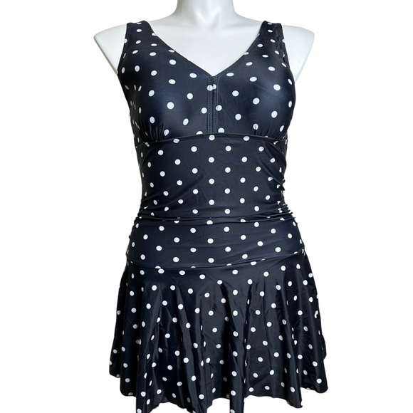 Summer Mae Black Polka Dot Swimsuit NWT Large - Picture 1 of 5